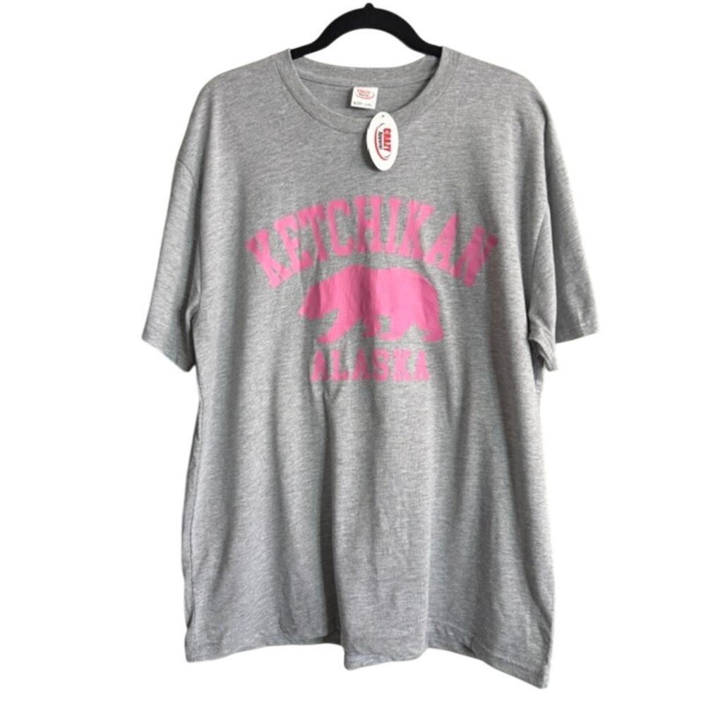 Ketchikan Alaska Grey Tee Pink Bear Souvenir 2XL NWT!